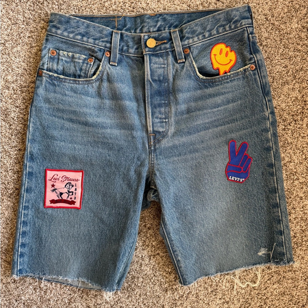 Levi's Denim Shorts with Colorful Patches